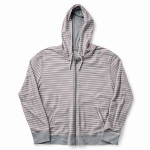 Y2K Striped Gray Men's Zip-Up Hoodie